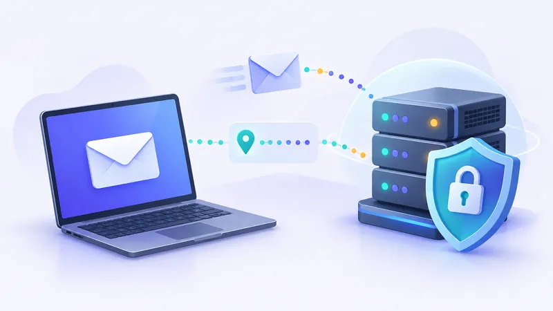 Diagram showing the flow of digital logs from an internet user to a temporary email service and a website