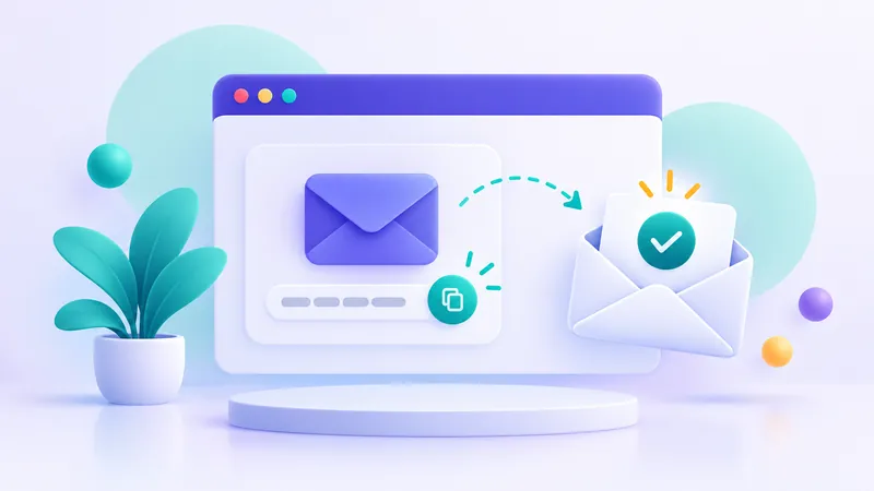 A clean browser window generating an instant temporary email address with a copy button and an incoming message notification