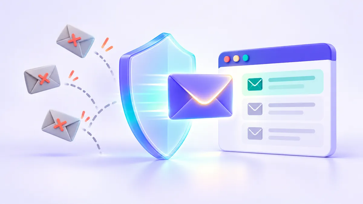 Иллюстрация работы временной почты и защиты основного ящика от спама