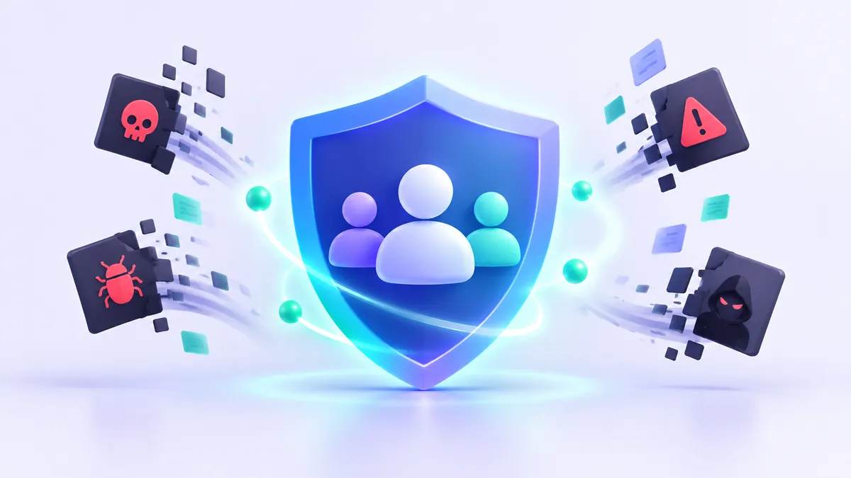 Illustration of digital security shields protecting user data against cyber breach warnings